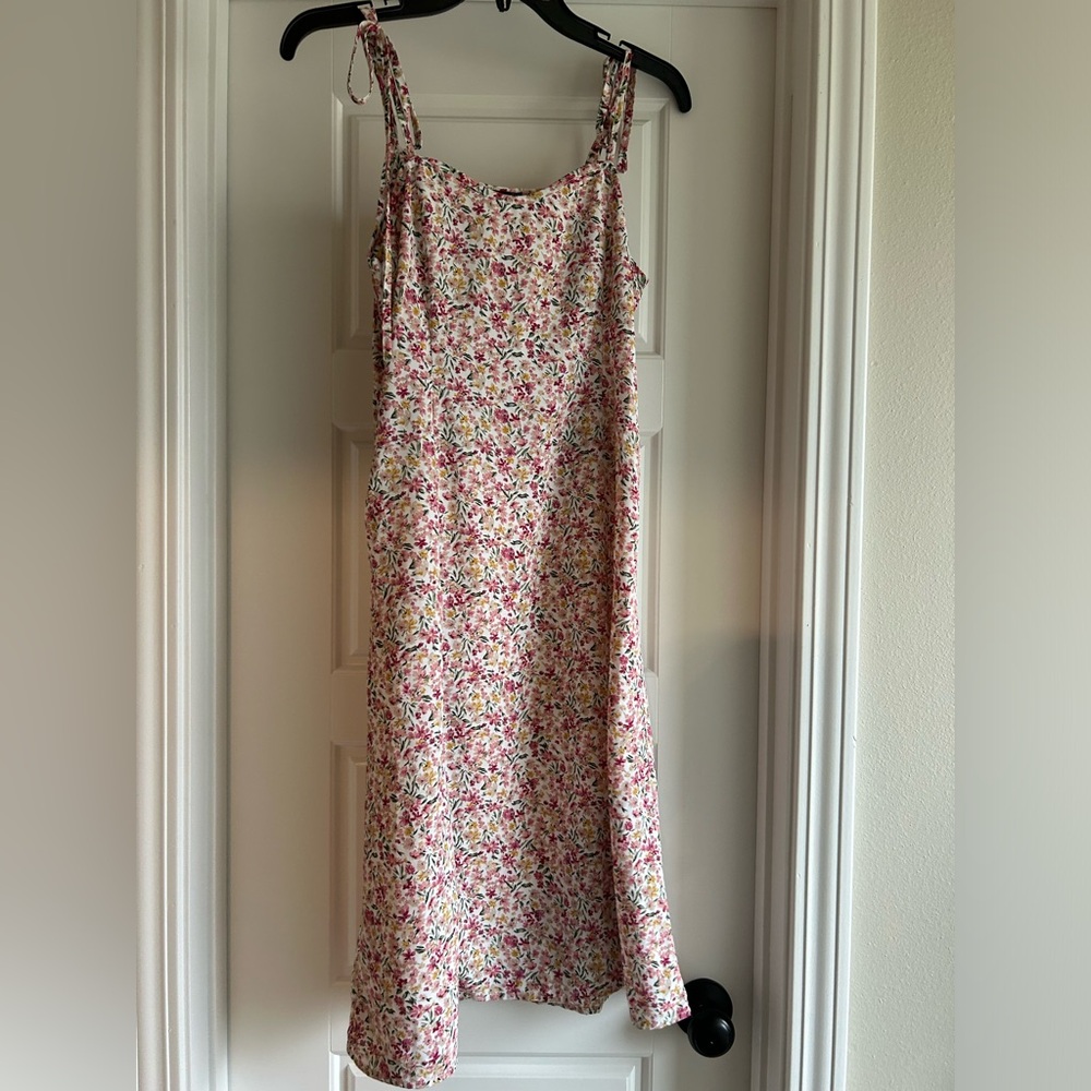 SHEIN Pink and Cream Floral Slip Maxi Dress